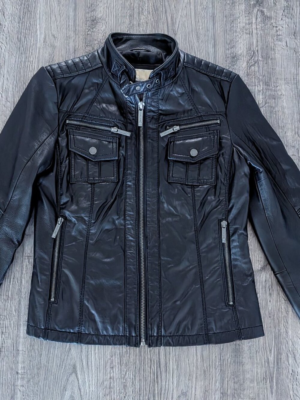 Michael Kors MK Genuine Leather Biker Jacket - Women's Medium - M